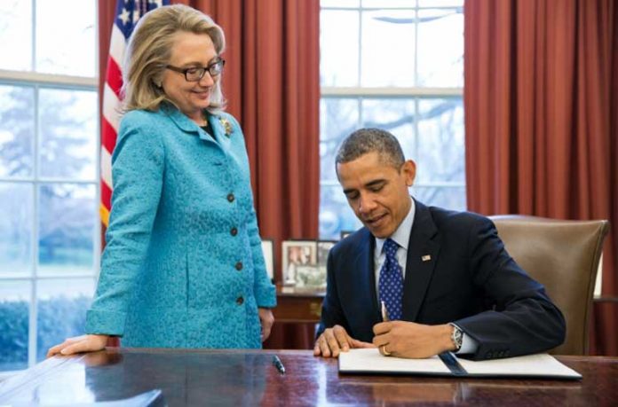 Barak Obama and Hillary Clinton