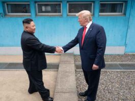 President Donald J. Trump shakes hands with Chairman of the Workers’ Party of Korea Kim Jong Un