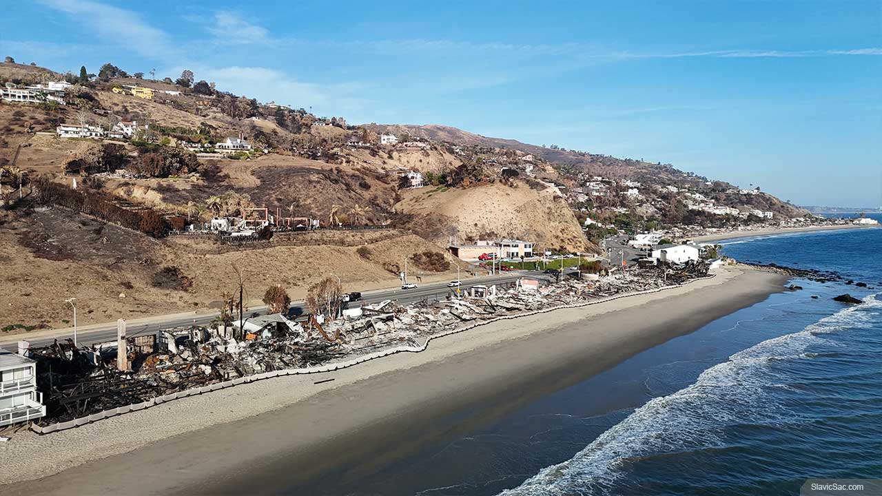 Palisades fire drone video