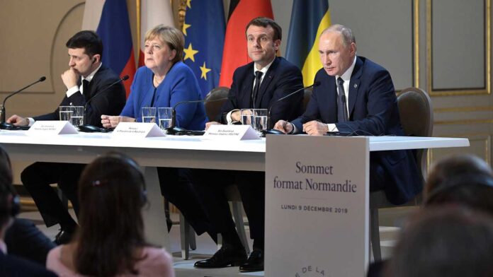 Zelensky, Merkel, Macron, Putin