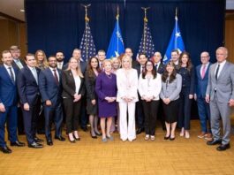 Attorney General Pamela Bondi with members of the Eradicating Anti-Christian Bias Task Force at the U.S. Department of Justice