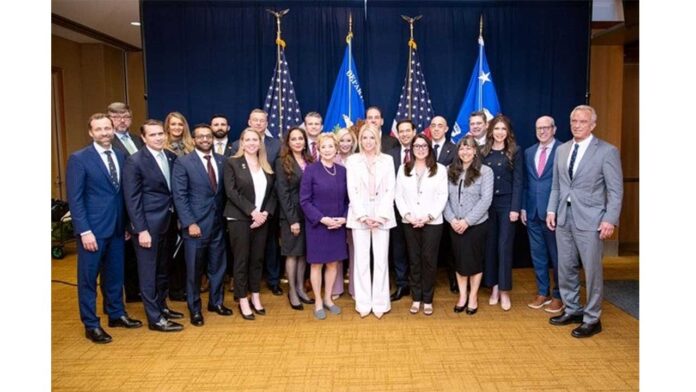 Attorney General Pamela Bondi with members of the Eradicating Anti-Christian Bias Task Force at the U.S. Department of Justice