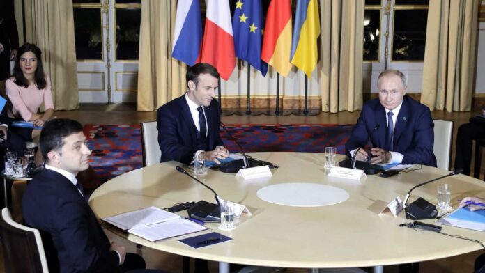 Putin, Zelensky, Macron