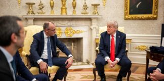 Трамп о РФ и Украине: «их лучше оставить подраться, прежде чем разнимать» Trump with Friedrich-Merz