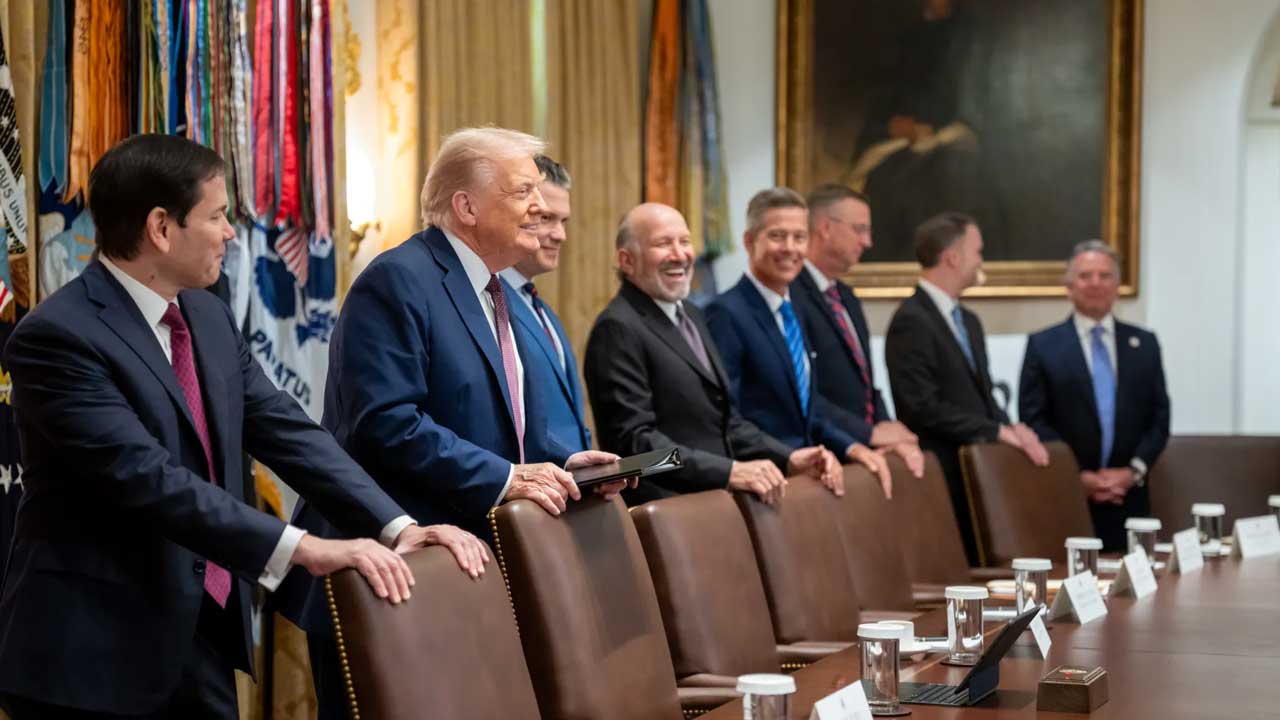 President Donald Trump speaks during a cabinet meeting
