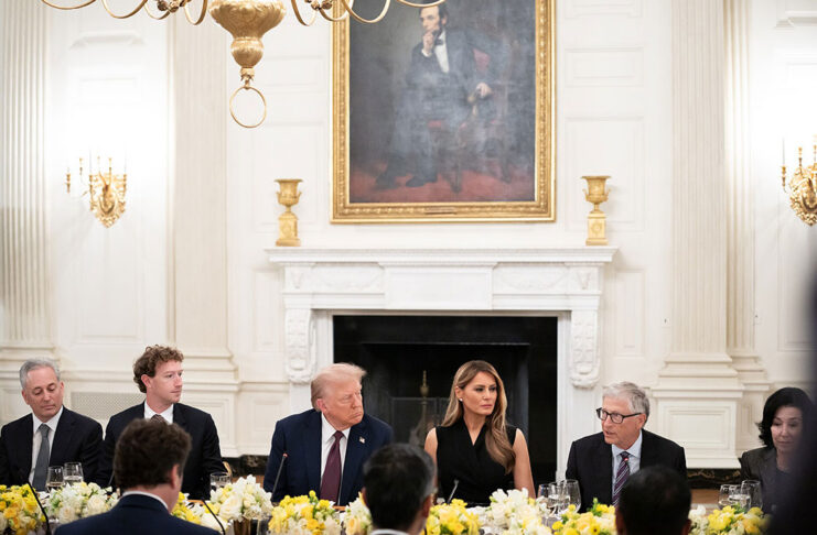 President Donald Trump and First Lady Melania Trump host business and technology leaders for a dinner in State Dining Room at the White House